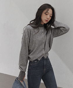 Zenla 柔軟寬鬆圓形針織羊毛開襟衫