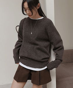 Prahi Wool Basic Loose Round Raglan Knit