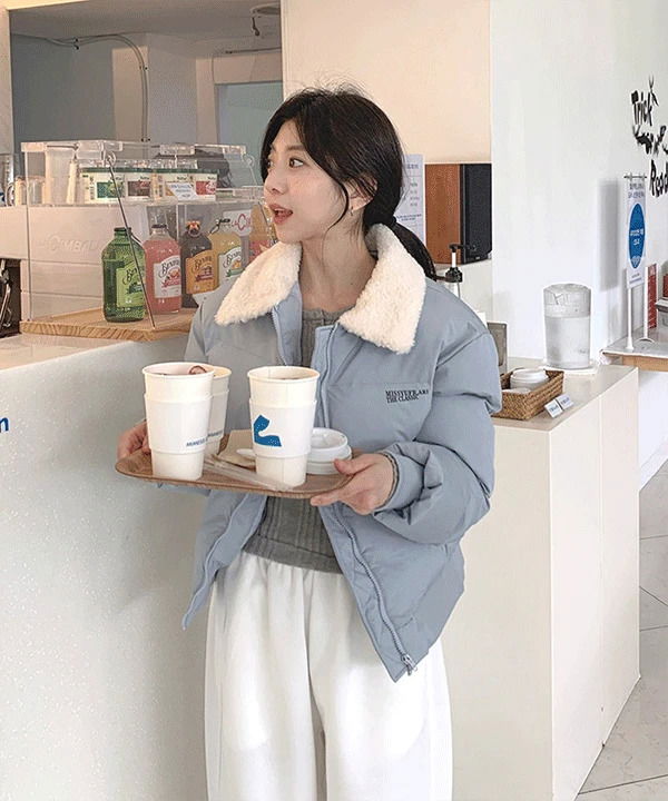 테토 뽀글 카라 패딩 점퍼