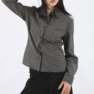 잔체크 슬림 셔츠