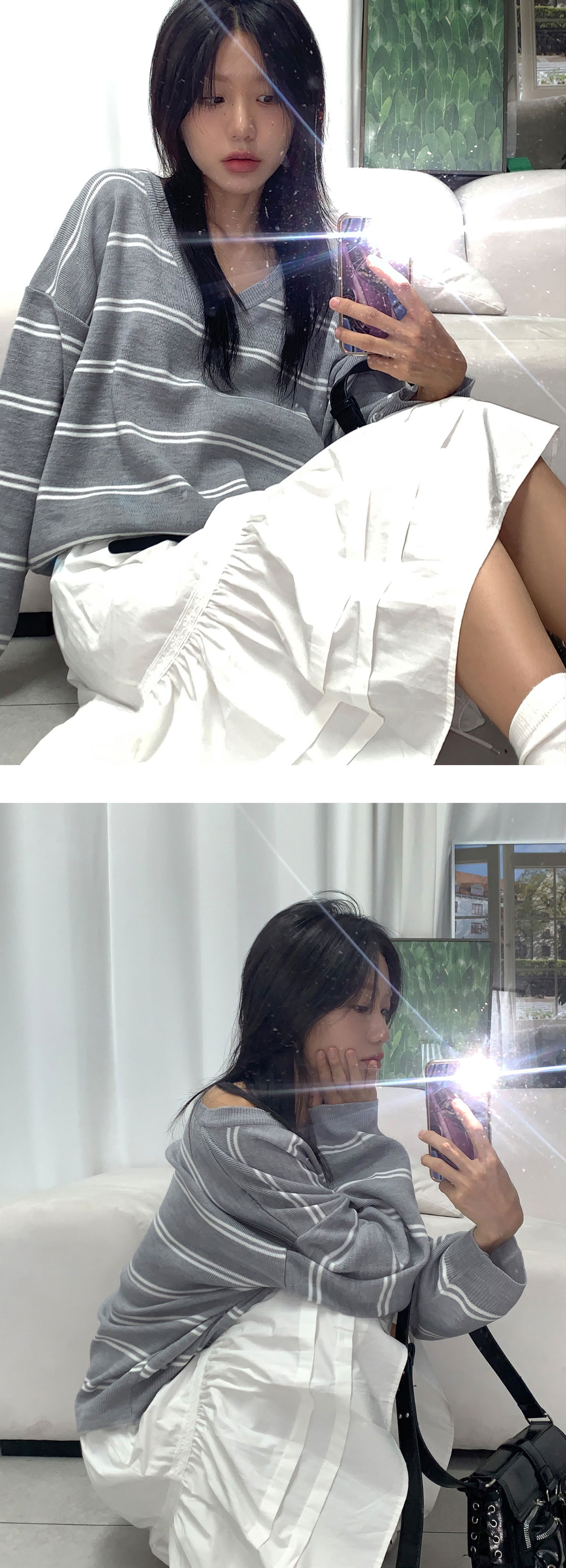 긴팔 티셔츠 모델 착용 이미지-S1L5