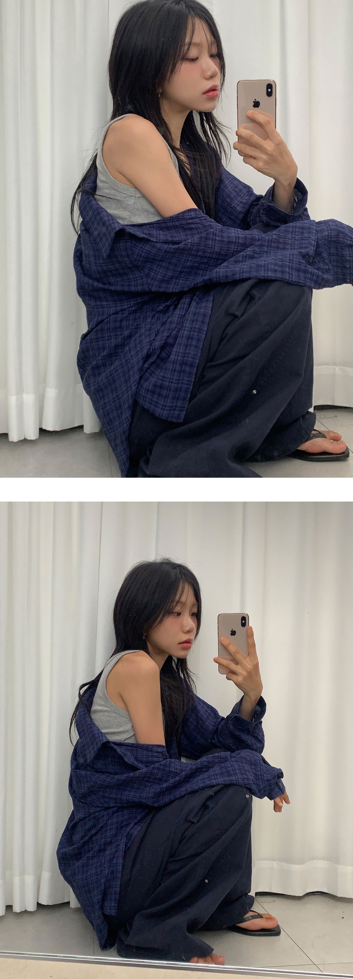 긴팔 티셔츠 모델 착용 이미지-S1L5