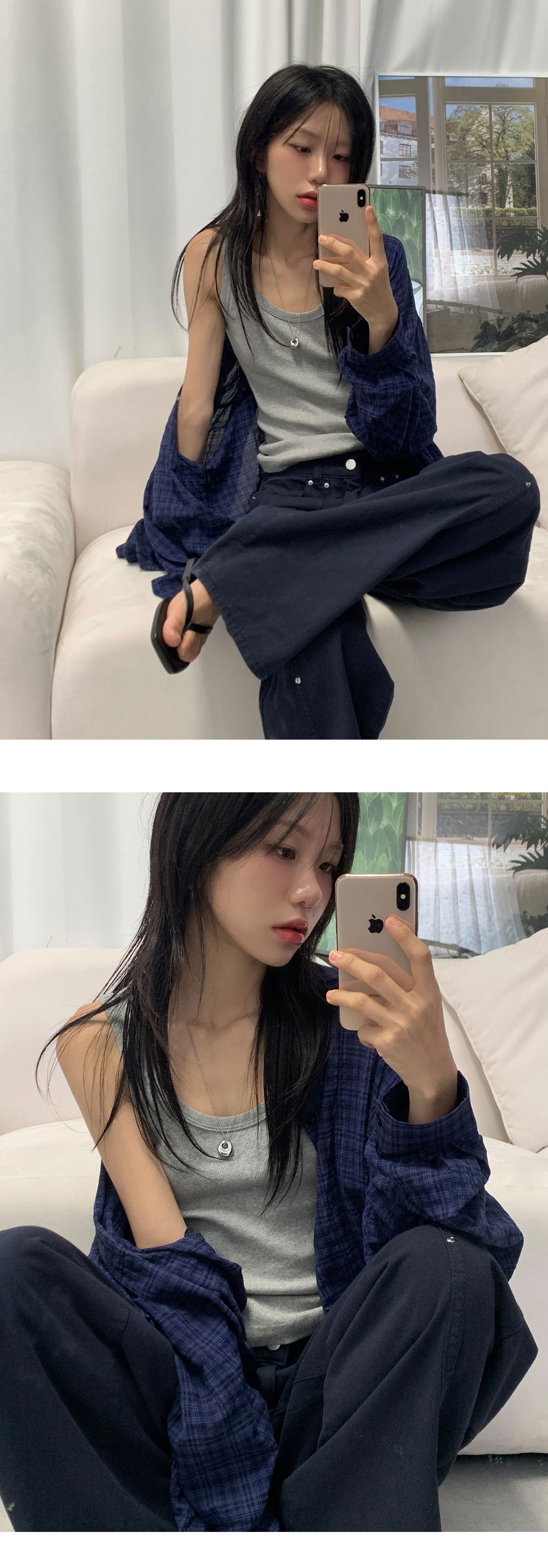 긴팔 티셔츠 모델 착용 이미지-S1L6