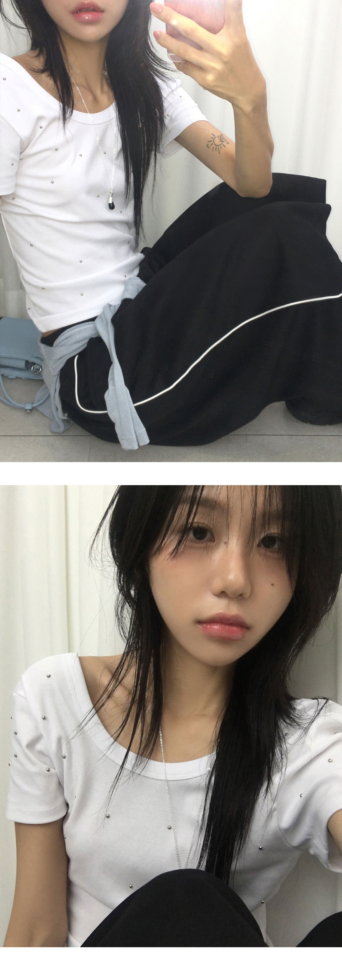 긴팔 티셔츠 모델 착용 이미지-S1L12