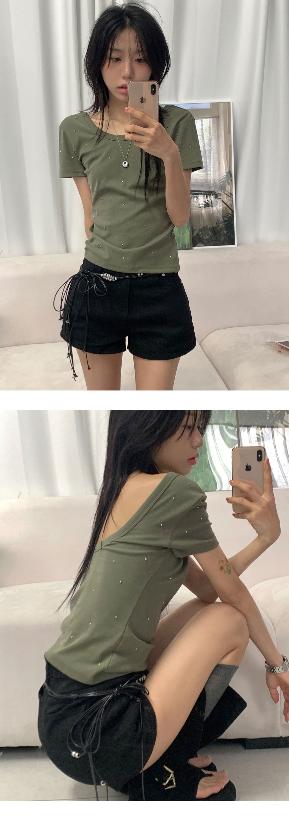 긴팔 티셔츠 모델 착용 이미지-S1L6