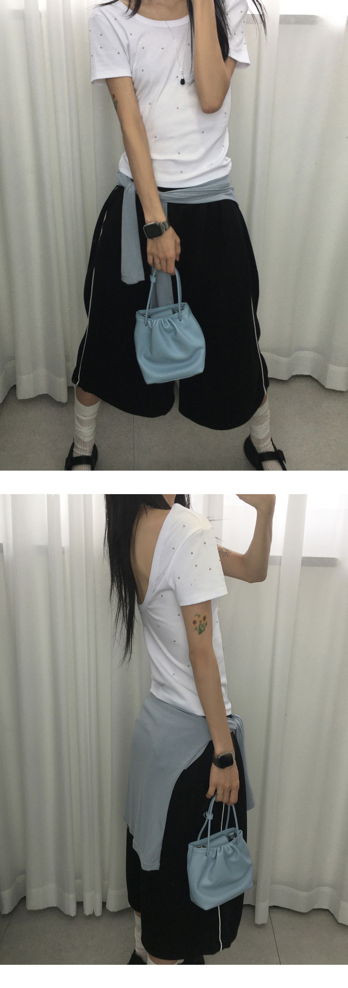 긴팔 티셔츠 모델 착용 이미지-S1L15