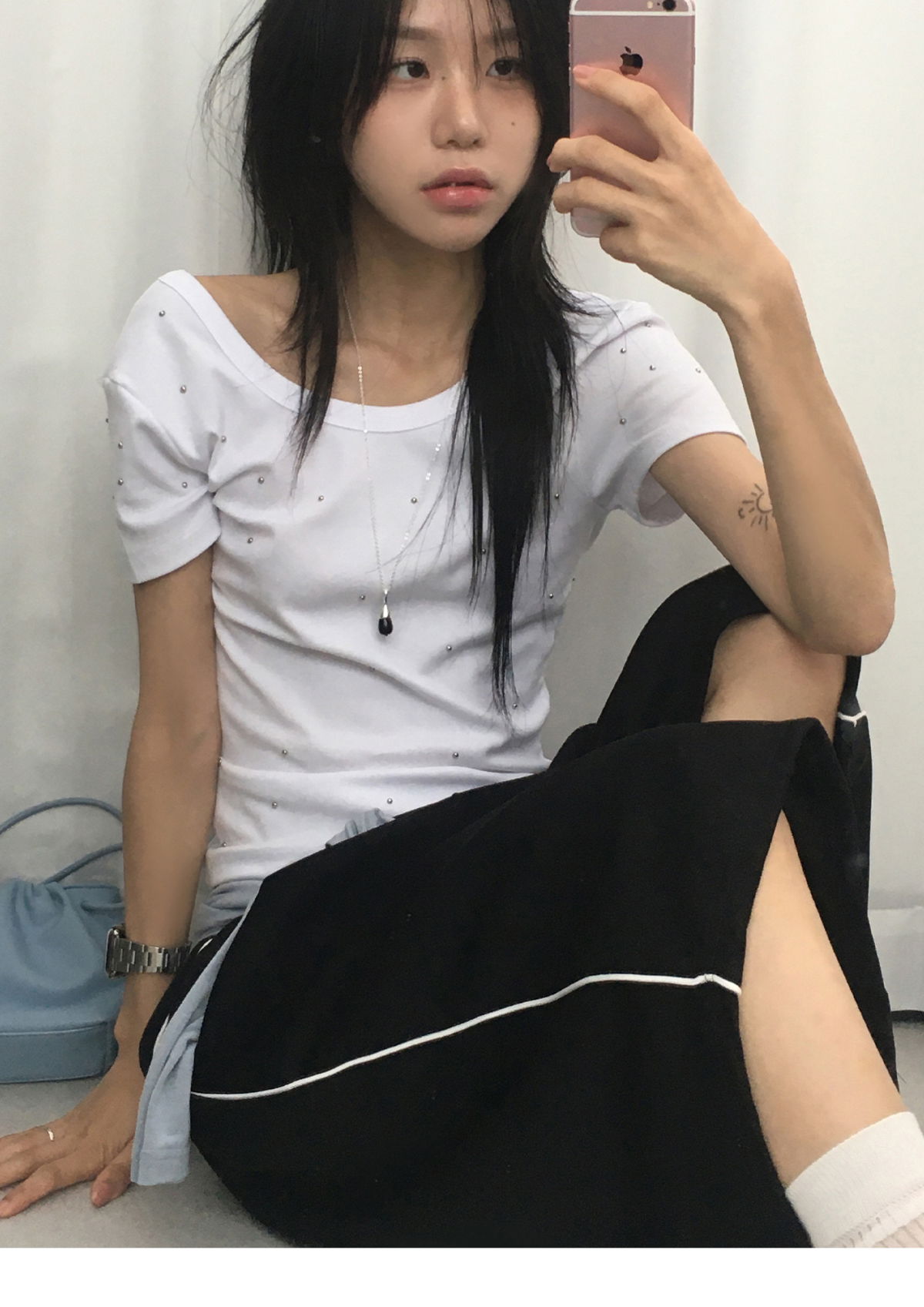 긴팔 티셔츠 모델 착용 이미지-S1L13