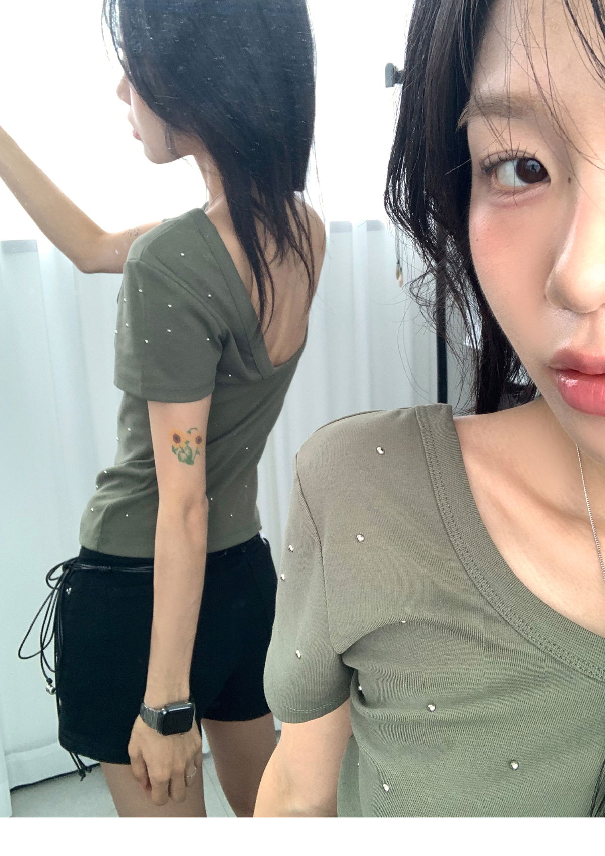 긴팔 티셔츠 모델 착용 이미지-S1L7