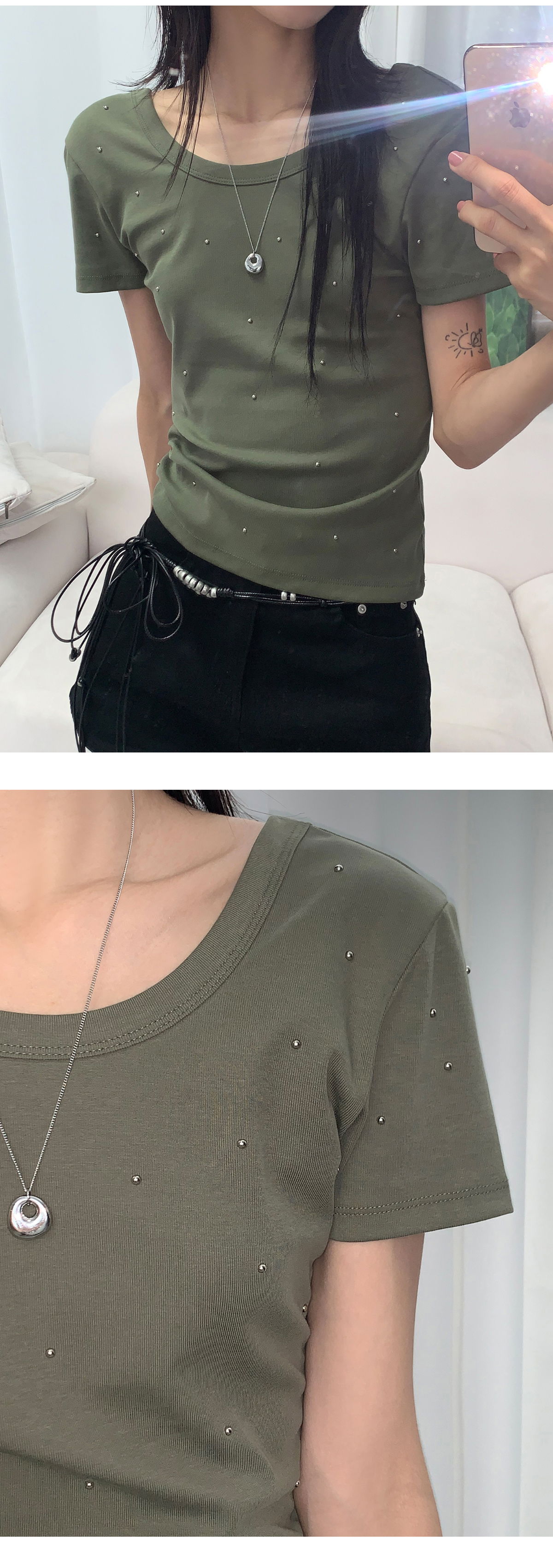 긴팔 티셔츠 모델 착용 이미지-S1L9