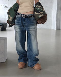 Vintage Faded Low Wide Jeans