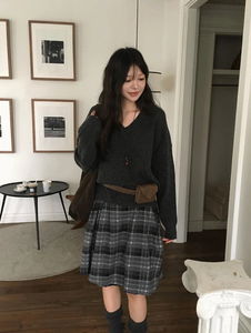 Rude check wrap skirt