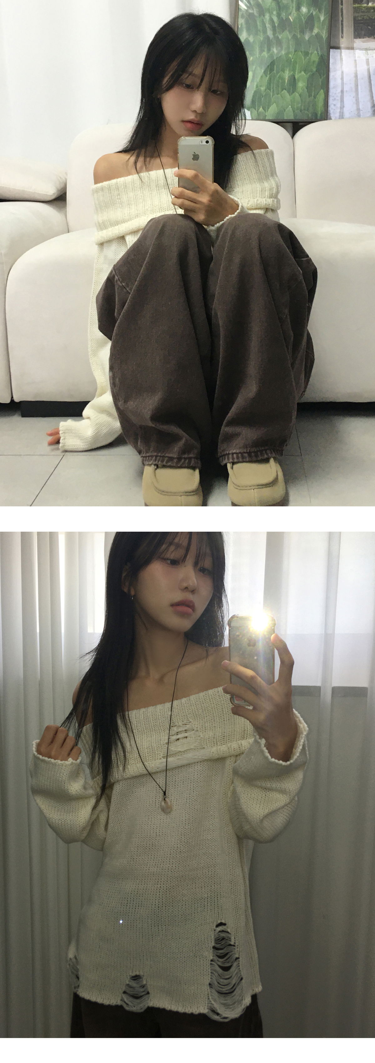 긴팔 티셔츠 모델 착용 이미지-S1L6