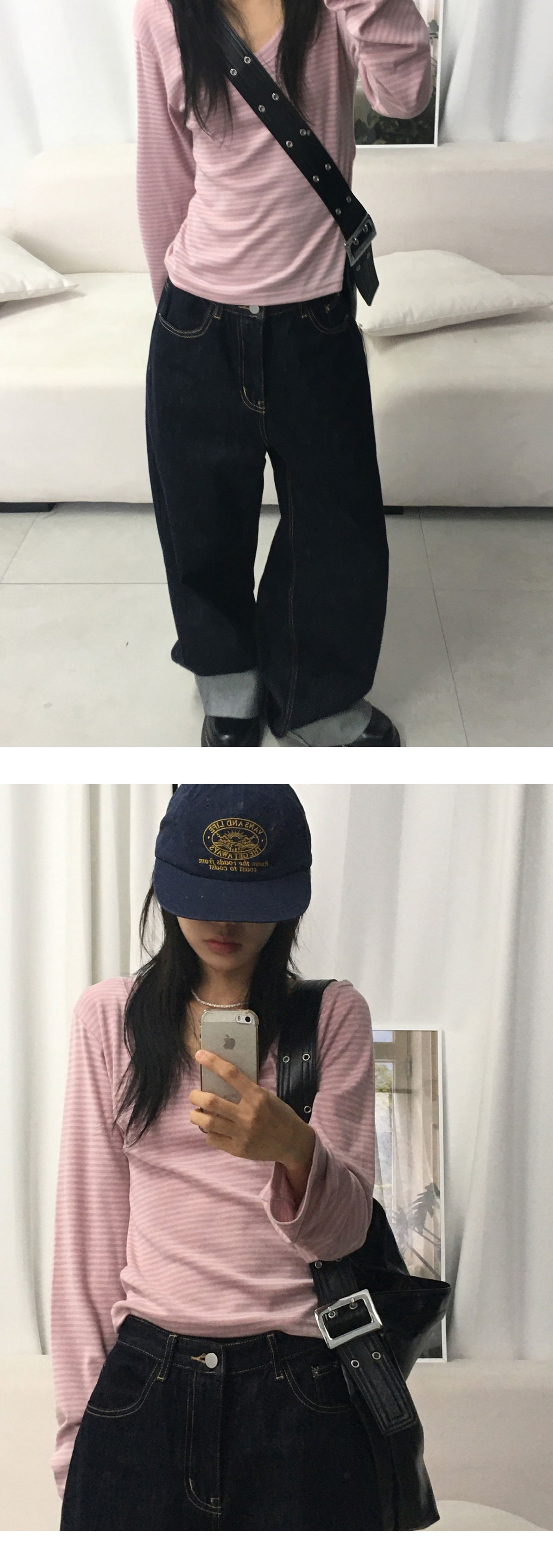 긴팔 티셔츠 모델 착용 이미지-S2L21