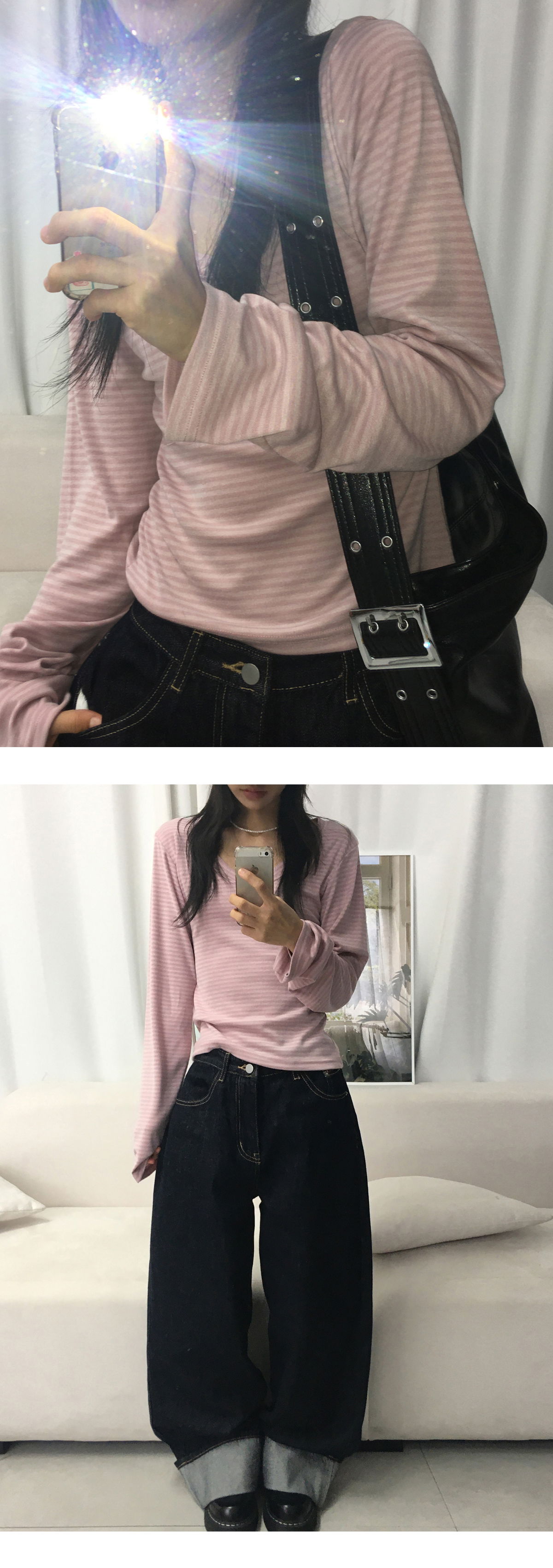 긴팔 티셔츠 모델 착용 이미지-S2L20