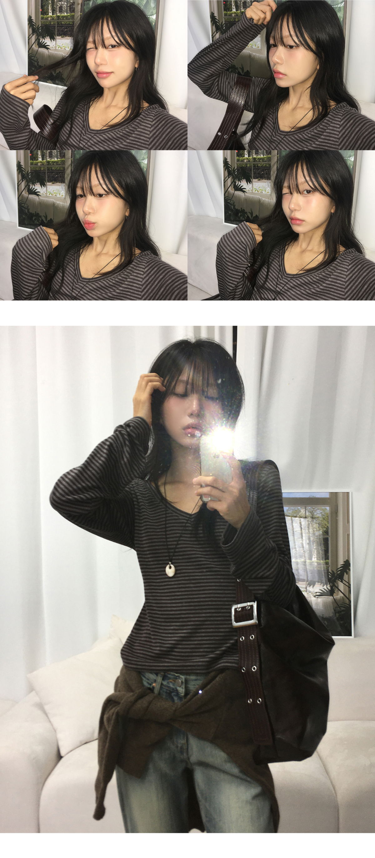 긴팔 티셔츠 모델 착용 이미지-S2L17