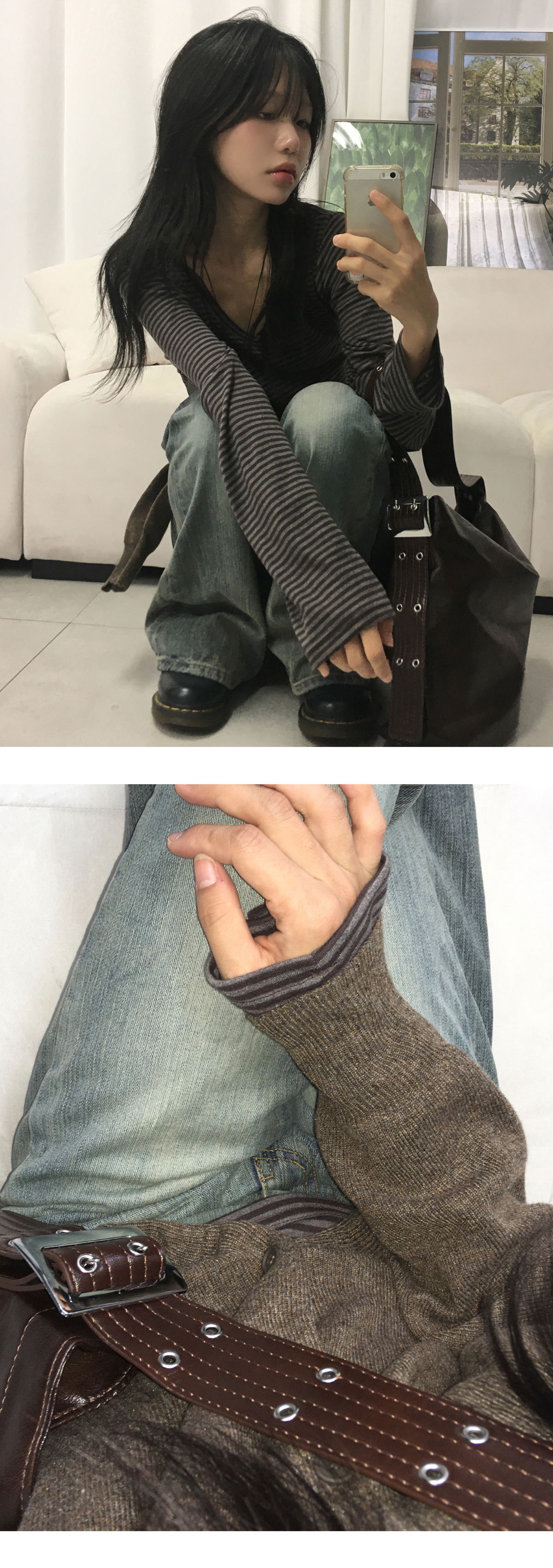 긴팔 티셔츠 모델 착용 이미지-S2L14