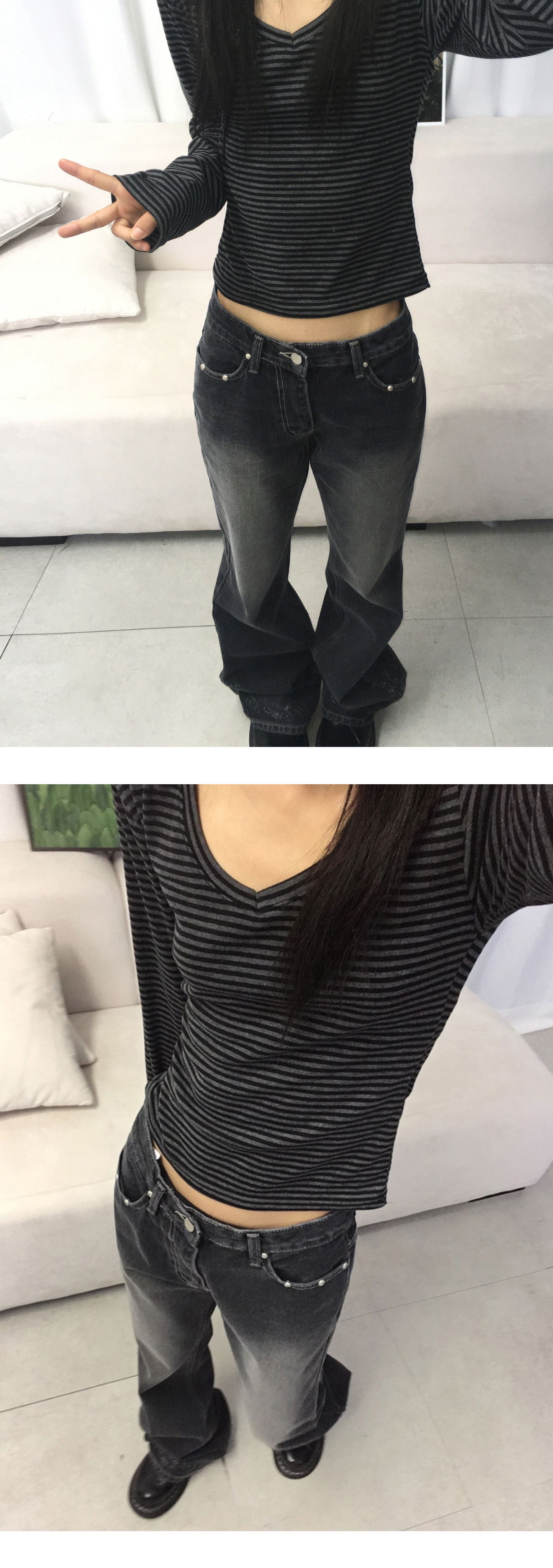 긴팔 티셔츠 모델 착용 이미지-S2L8