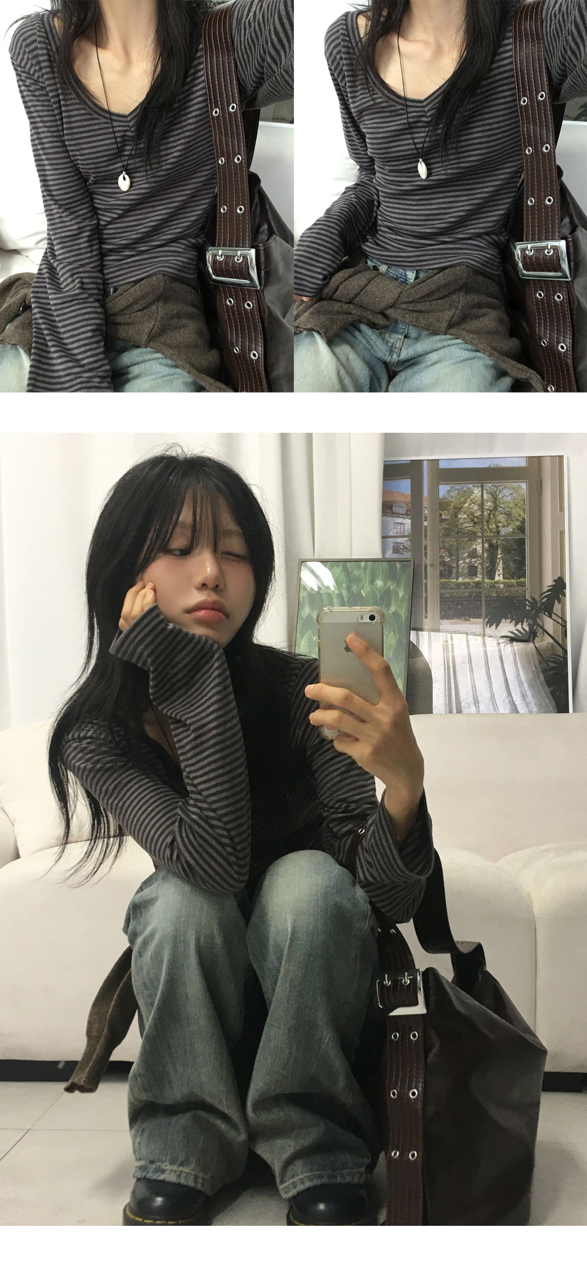 긴팔 티셔츠 모델 착용 이미지-S2L15