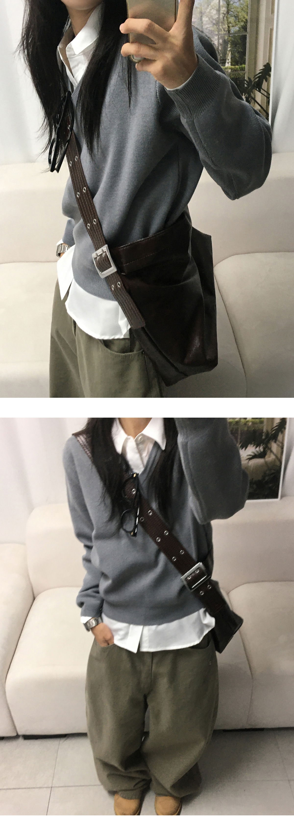 긴팔 티셔츠 모델 착용 이미지-S1L14