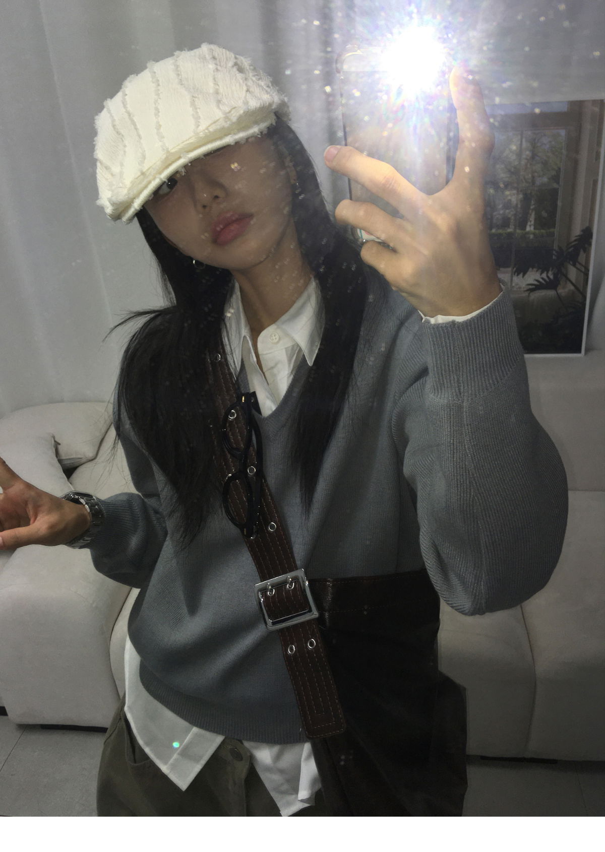 긴팔 티셔츠 모델 착용 이미지-S1L12