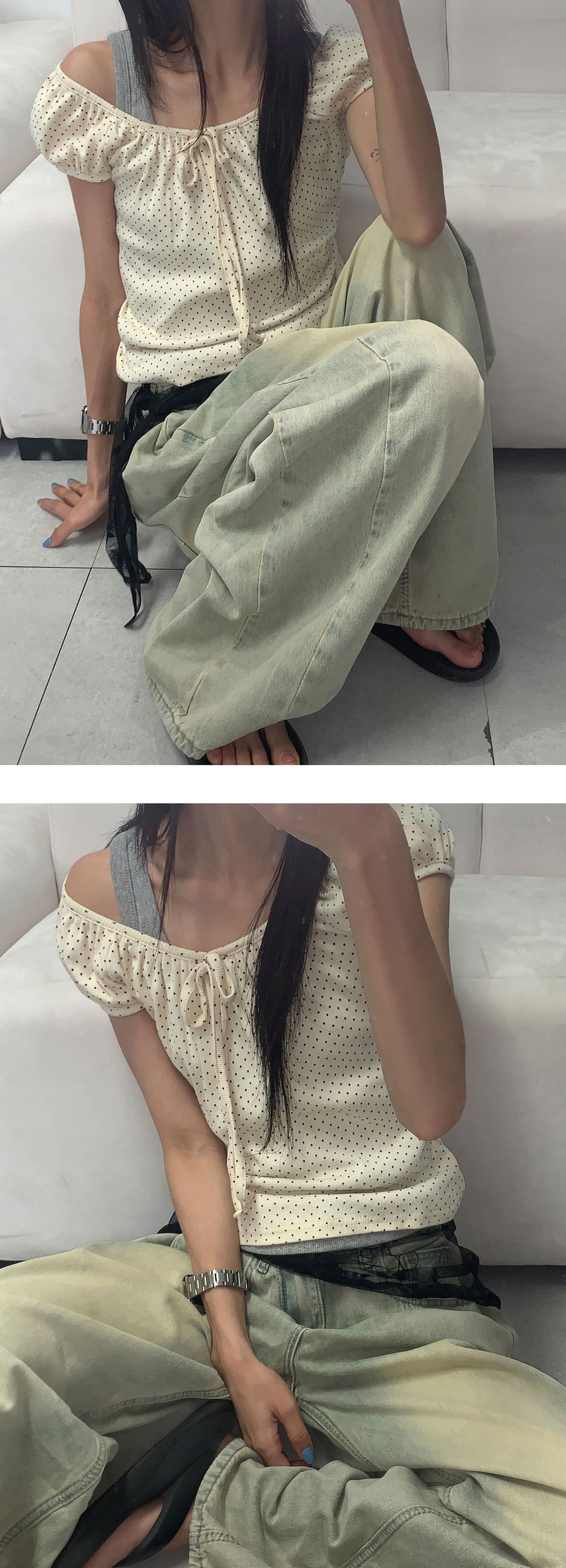 반팔 티셔츠 모델 착용 이미지-S1L5