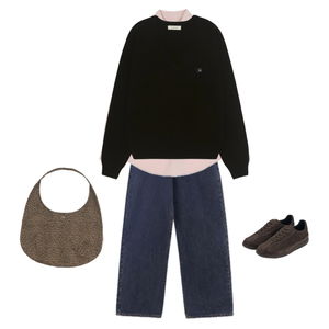 데님,셔츠,니트 코디