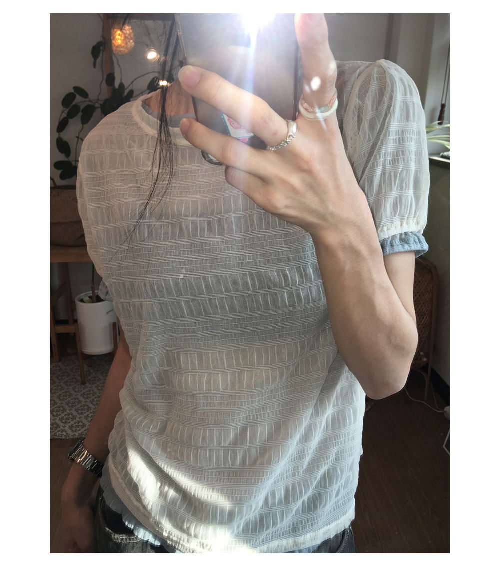 반팔 티셔츠 모델 착용 이미지-S1L14