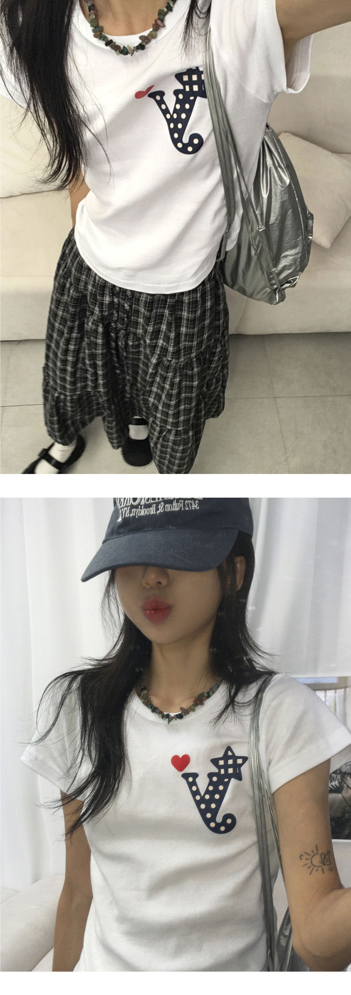 반팔 티셔츠 모델 착용 이미지-S1L15