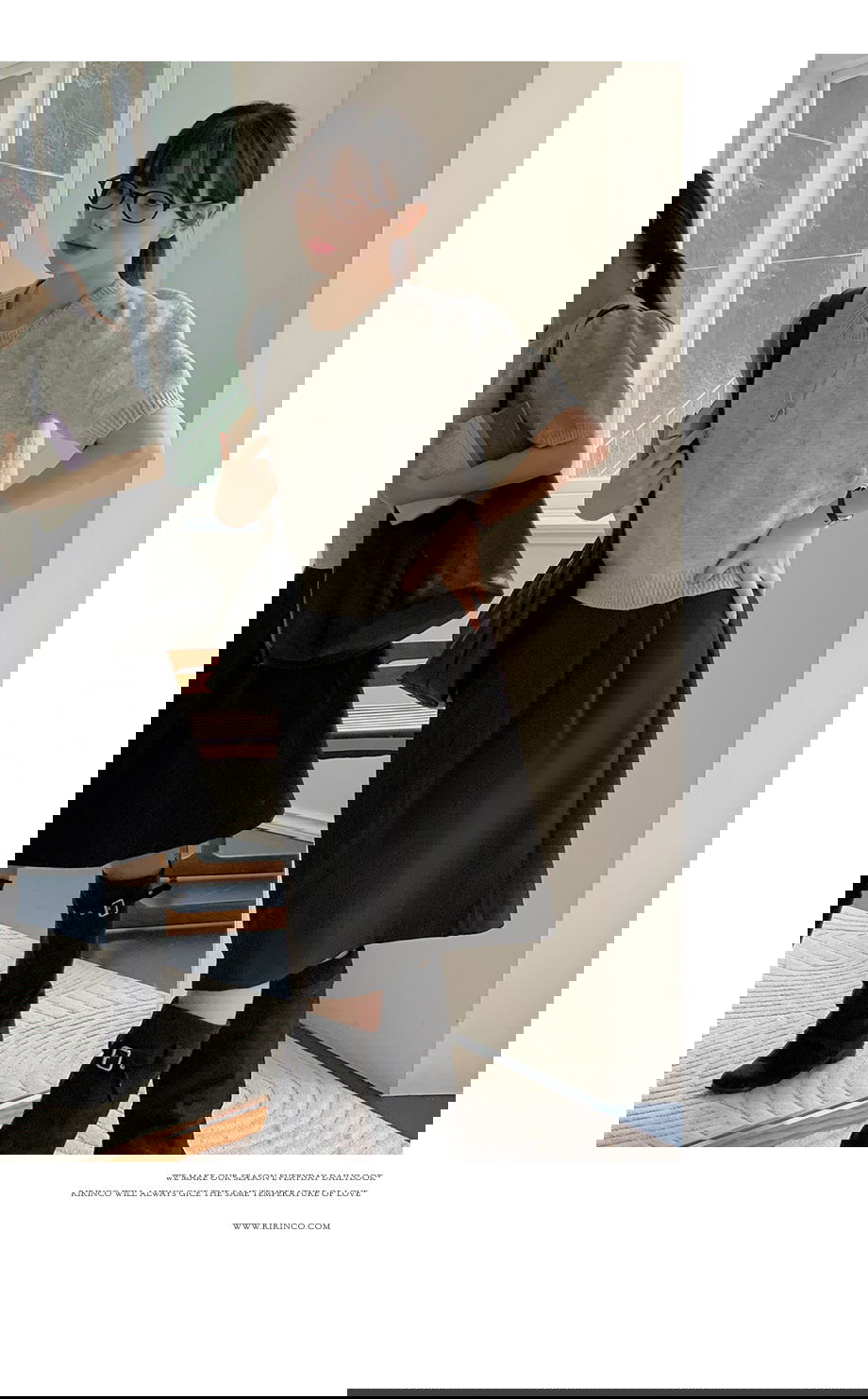 리리앤코 리엔이즈 핀턱 미디 스커트