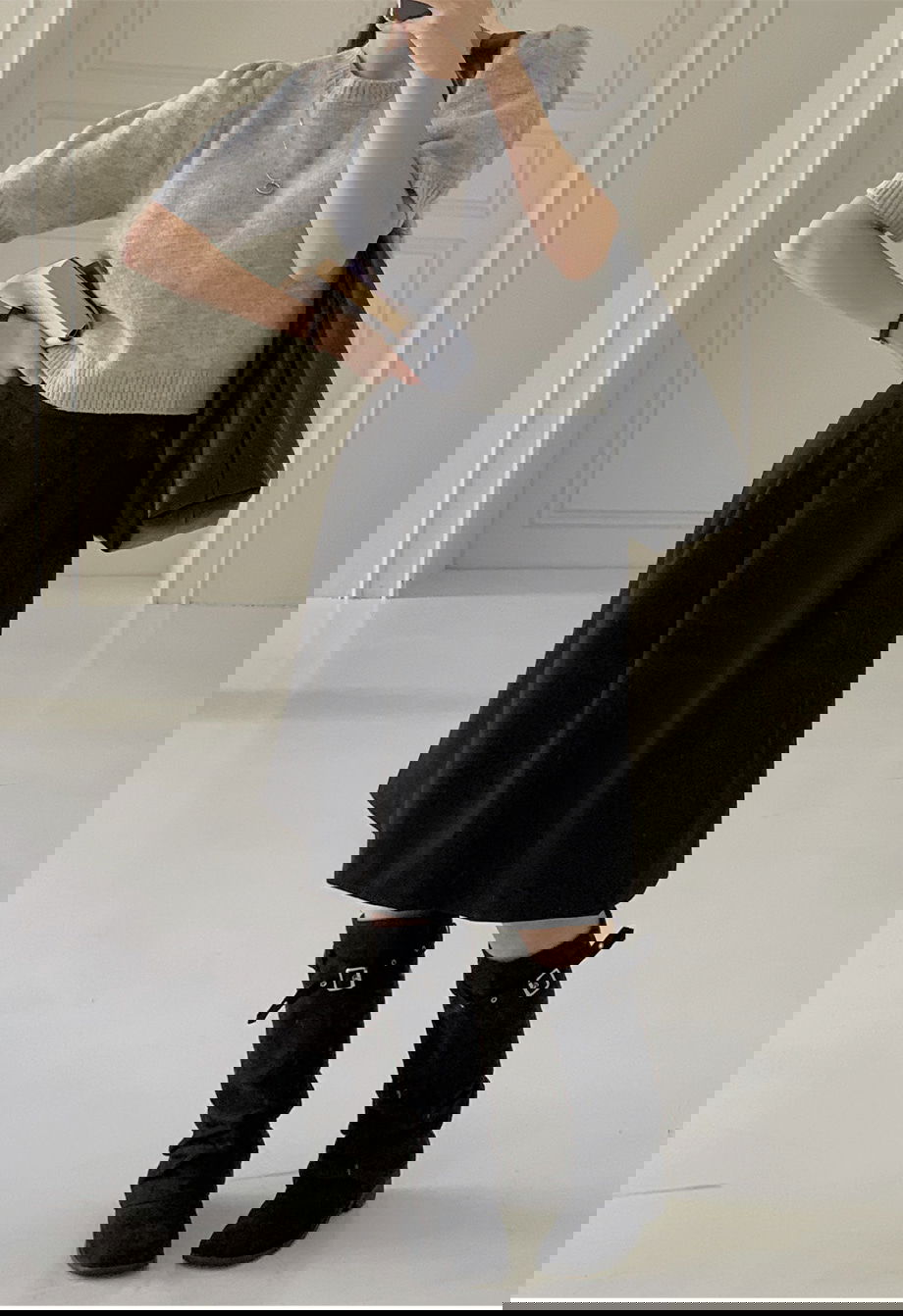 리리앤코 리엔이즈 핀턱 미디 스커트