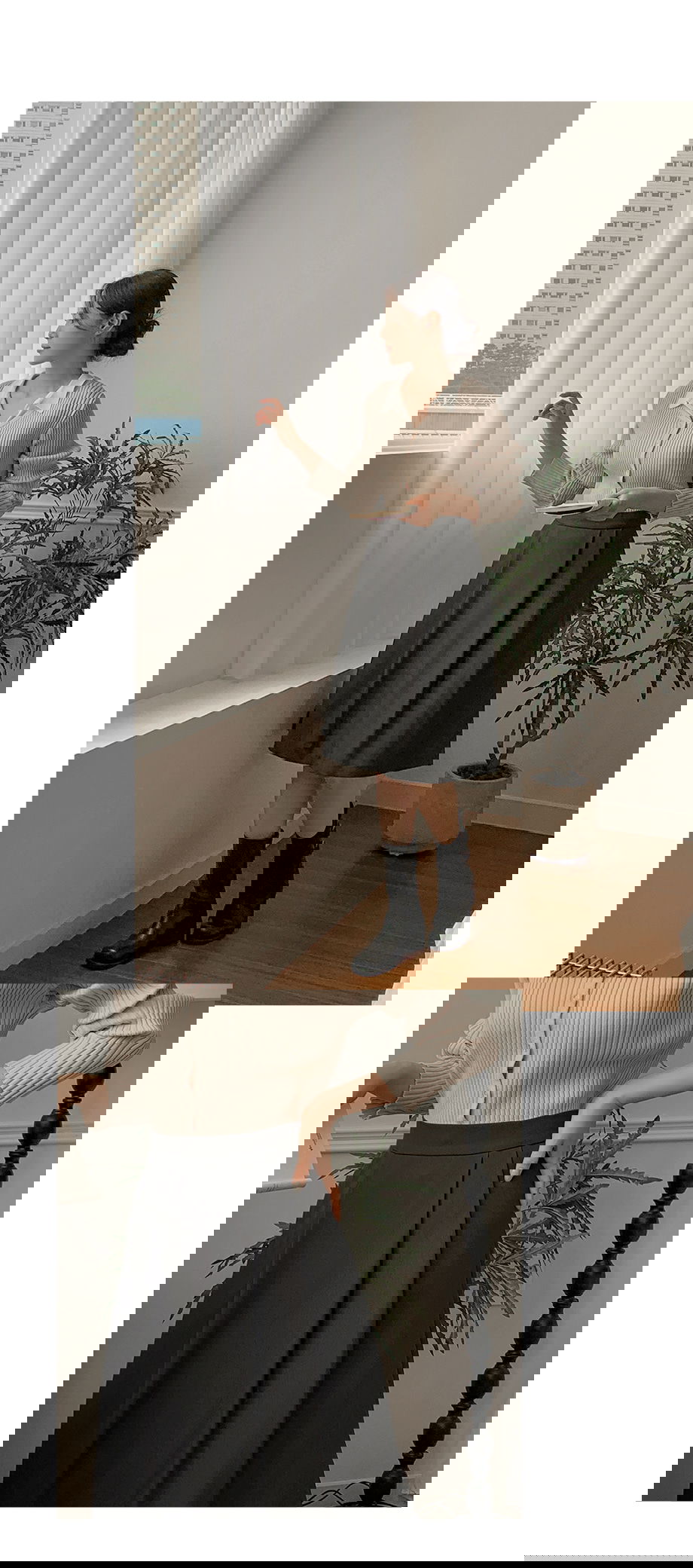 리리앤코 리엔이즈 핀턱 미디 스커트