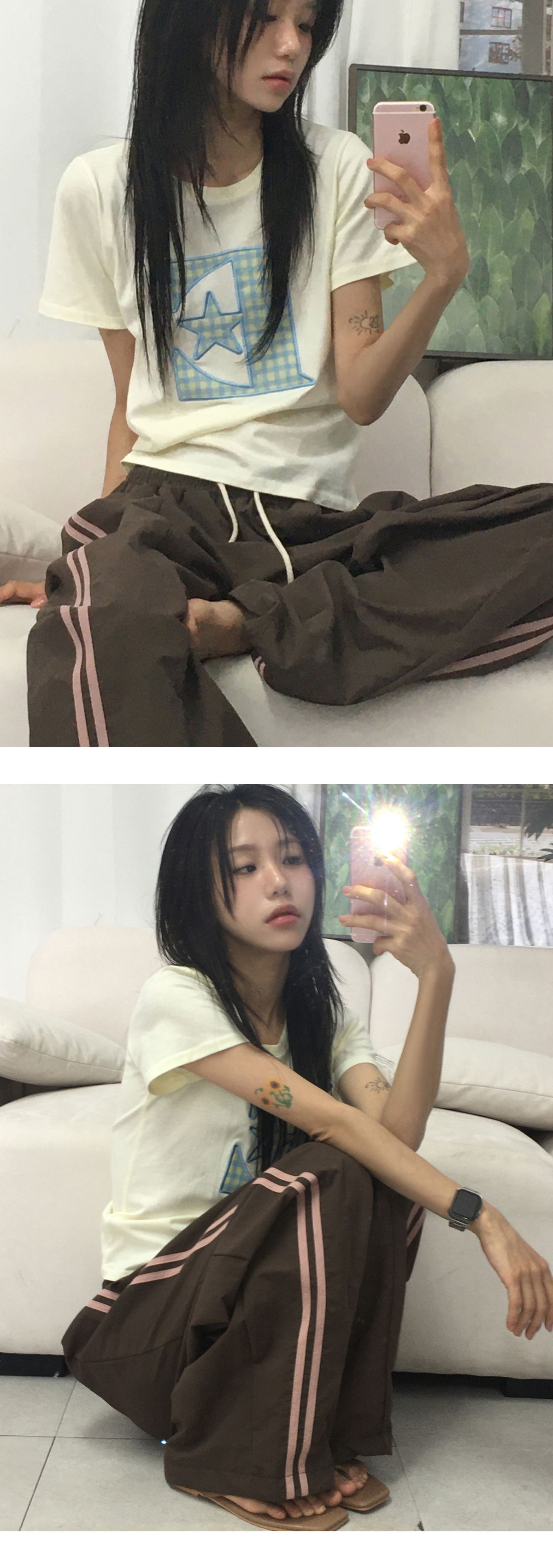 긴팔 티셔츠 모델 착용 이미지-S1L7