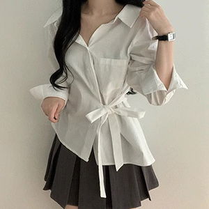 모노 사이드 리본 셔츠