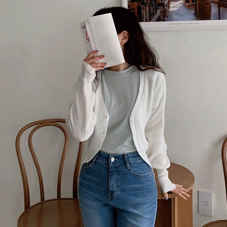 裾ブイスレットVネックニットカーディガン