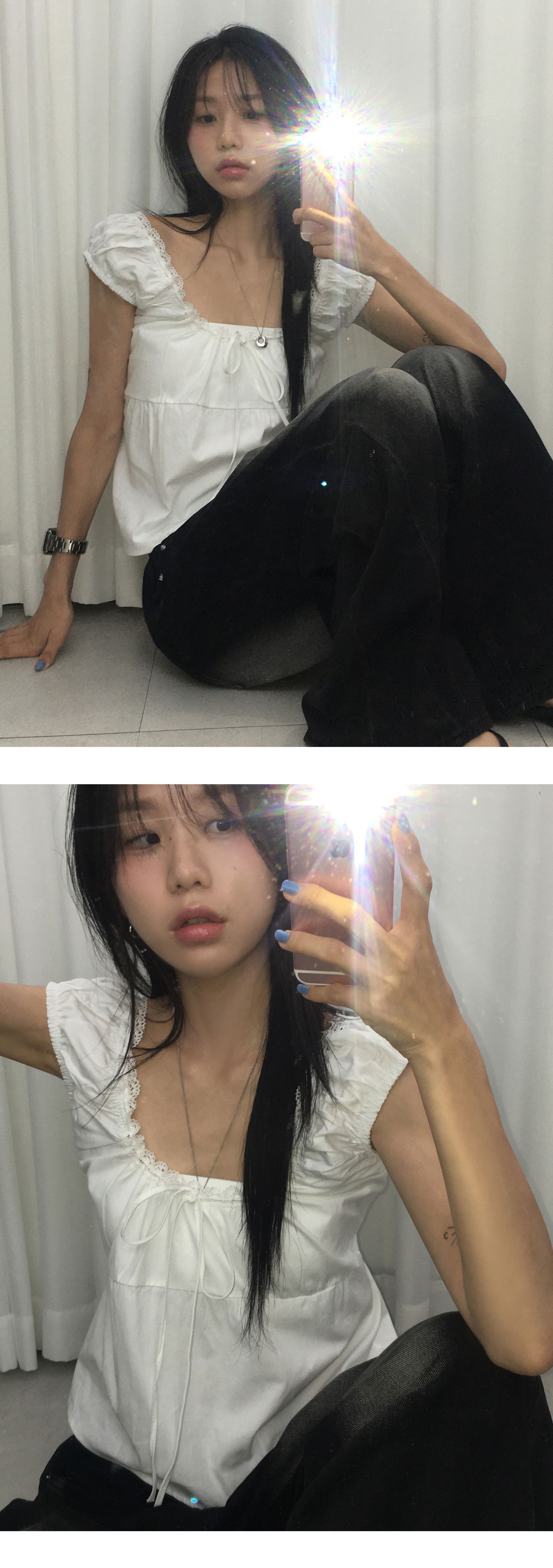 민소매 모델 착용 이미지-S1L7