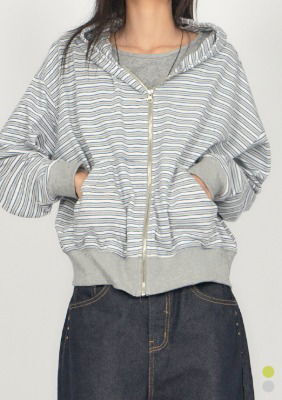 Striped Mark Hoodie Zip-Up ZI010