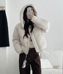 短版連帽鋪棉外套