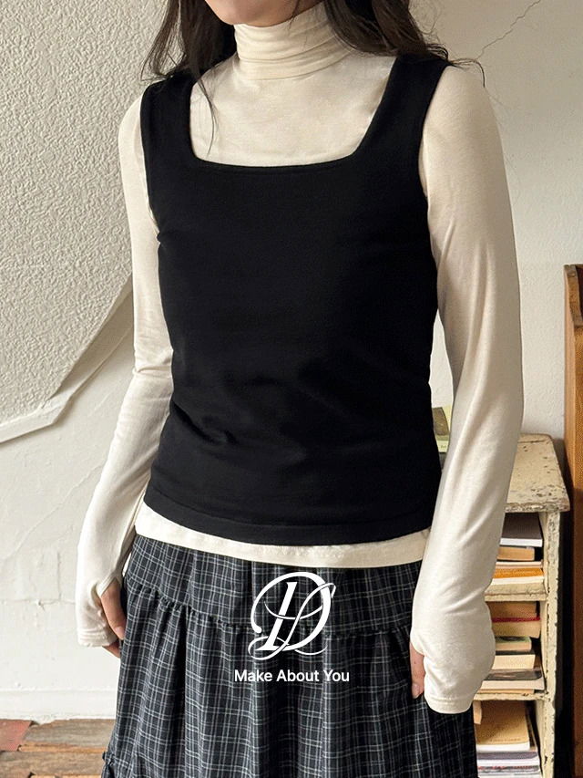 빅사이즈 44-110 캡터 울 니트 부유방 커버 베이직 스퀘어넥 레이어드 뷔스티에 나시 하객룩