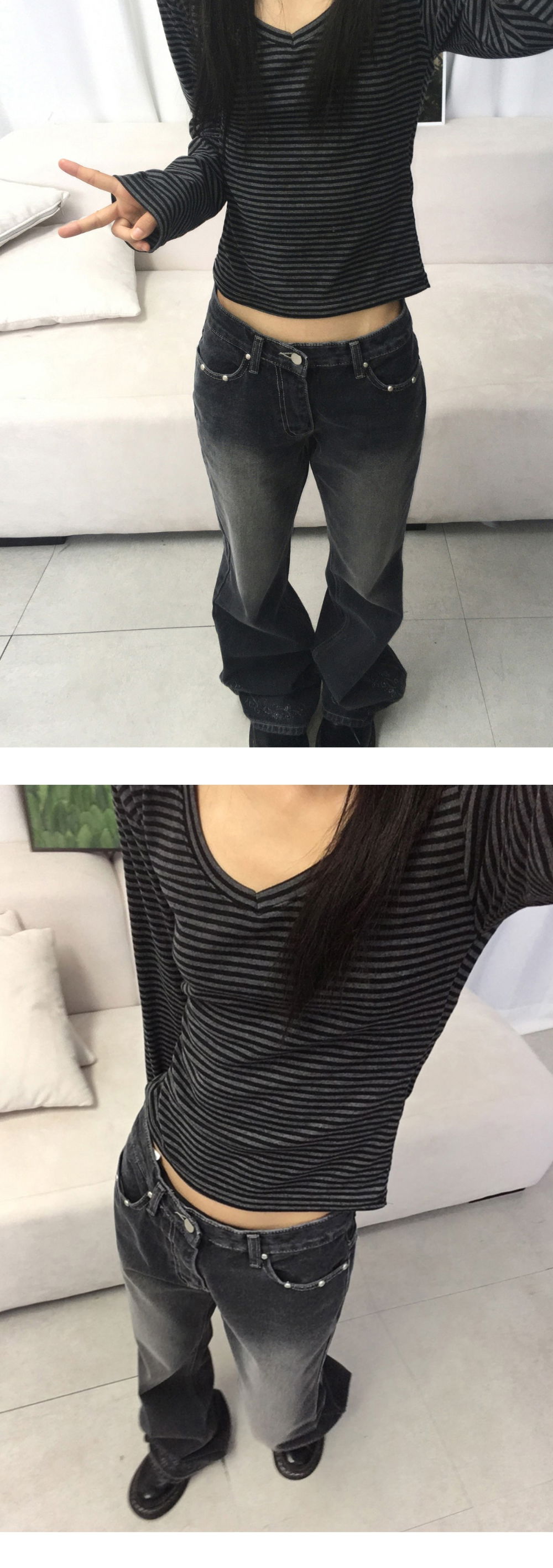 긴팔 티셔츠 모델 착용 이미지-S1L18