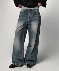 Faded Wide Denim Pants
