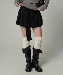 Strap Balloon Banded Mini Skirt