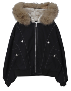 카잇 스냅 버튼 스티치 오버핏 퍼 야상 점퍼