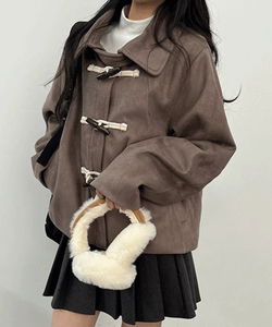 러블리 스웨이드 더플 떡볶이 숏 코트