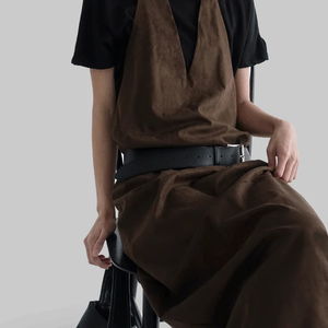 모브넌 스웨이드 레이어드 홀터넥 원피스