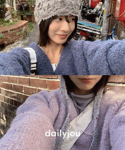 Kaia Overfit Wool Boucle V-Neck Knitwear 