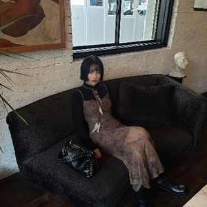 ︎ONLY VIVIC ︎MOCHA ENTAL FLORAL MESH DRESS WITH SCARF TIE SET