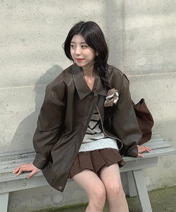 Hunter Leather Blouson Collar Jacket