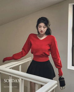 Soft Day V-Neck V-Neck Loose Fit Basic Daily Soft Knitwear