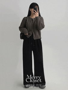 麻花編織圓領長版針織外套