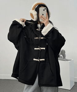 양털안감 도톰 양털 후드 하프 떡볶이 코트